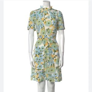 SANDRO SILK FLORAL KNEE LENGTH DRESS